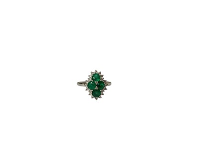 Lot 15 - 1970s emerald and diamond cluster ring
