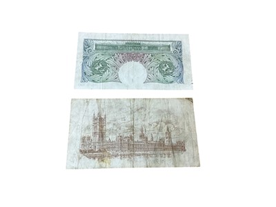 Lot 427 - G.B. - One Pound banknotes to include N.F. Warren-Fisher first issue green, brown & purple banknote prefix W (Sept 1919) GF and Beale green banknote prefix E 66c AVF (2 banknotes)