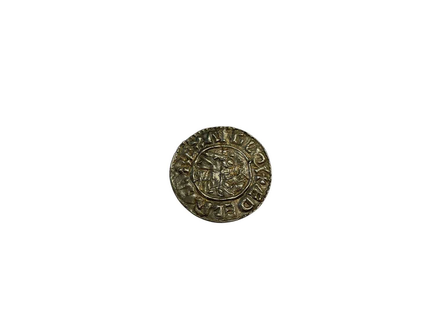 Lot 431 - Saxon - Aethelred II silver crux type Penny (circa 991-97) Moneyer: Leofwine, Mint-Maldon (N.B. Flan peck-marked & cracked otherwise GVF - Ex Glendining & Co, sale 12 May 1971, Lot No. 56...