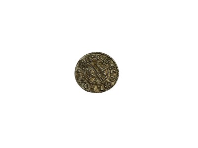 Lot 431 - Saxon - Aethelred II silver crux type Penny (circa 991-97) Moneyer: Leofwine, Mint-Maldon (N.B. Flan peck-marked & cracked otherwise GVF - Ex Glendining & Co, sale 12 May 1971, Lot No. 56...
