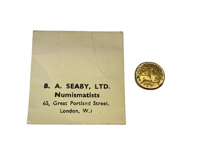 Lot 434 - Celtic - Uninscribed gold stater circa late 1st century BC to early 1st century AD, Obv: Wreath, cloak with leaf branch above, Rev: Horse right with pelleted mane, disjointed left fore-leg &...
