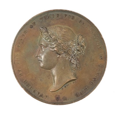 Lot 3 - Victorian Sea Gallantry Bronze Medal (58mm variant), NEF, named to Alexander Bain, wreck of the ''Azalie'' (of Nantes) near Skerries Malahide on 28th April 1859. N.B. Alexander Bain, a ma...