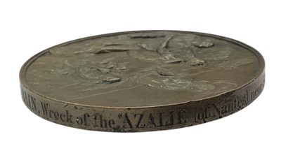 Lot 3 - Victorian Sea Gallantry Bronze Medal (58mm variant), NEF, named to Alexander Bain, wreck of the ''Azalie'' (of Nantes) near Skerries Malahide on 28th April 1859. N.B. Alexander Bain, a ma...