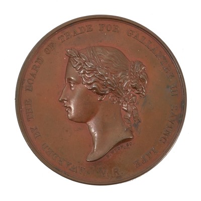 Lot 4 - Victorian Sea Gallantry Bronze Medal (58mm variant), EF, named to Edward Cooper, Abandonment of the ''Lerry'' and ''Elizabeth Ann'' on the 8th November 1878. In original box of issue. N....