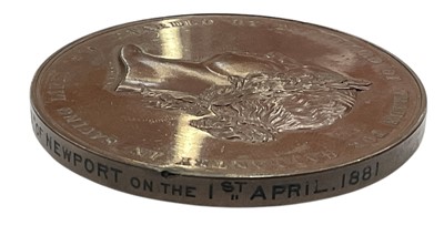 Lot 5 - Victorian Sea Gallantry Bronze Medal (58mm variant), EF, named to Joseph Moffat, wreck of the Schooner ''Phebe Lewis'' of Newport on the 1st April 1881. N.B. Joseph Moffat was awarded the...