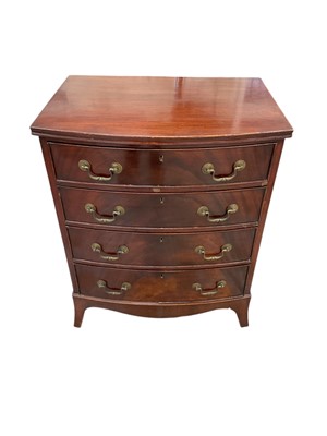 Lot 1714 - Small size 19th century mahogany bowfront chest of four long graduated drawers, on bracket feet