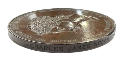 Lot 6 - Victorian Sea Gallantry Bronze Medal (58mm variant), EF, named to Charles James, wreck of the schooner ''Phebe Lewis'' of Newport on the 1st April 1881.