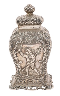 Lot 286 - Late 19th/early 20th century Hanau silver tea caddy and cover