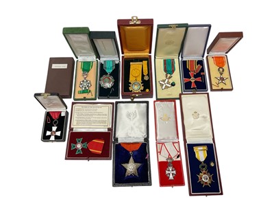 Lot 30 - Collection of twelve foreign awards 1980s-1990s in boxes awarded to the Chief Clerk of the Master of The Royal Households Office