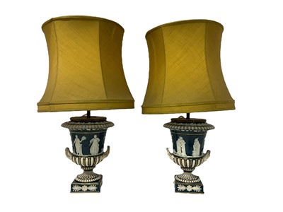 Lot 175 - Pair Wedgwood Campana shaped table lamps