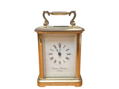 Lot 2411 - Brass chiming carriage clock