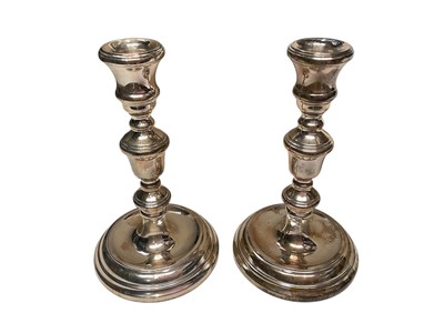Lot 152 - Pair silver candlesticks (Birmingham 1988) maker Harrison Brothers & Howson Ltd.