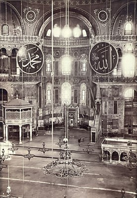Lot 298 - Pair of framed photographic prints of the Hagia Sophia mosque in Istanbul, probably early 20th century