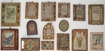 Lot 989 - Collection of fifteen antique Portuguese votive shadow boxes, bought in Lisbon in the 1950s