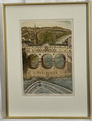 Lot 120 - Glynn Thomas (b.1946) limited edition etching - Pulteney Bridge, Bath, signed titled and numbered 34/200, 29cm x 20cm, in glazed frame