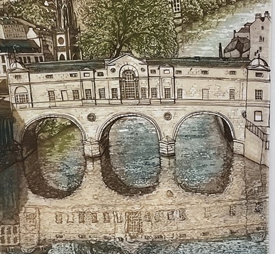 Lot 120 - Glynn Thomas (b.1946) limited edition etching - Pulteney Bridge, Bath, signed titled and numbered 34/200, 29cm x 20cm, in glazed frame
