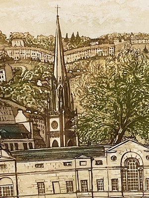 Lot 120 - Glynn Thomas (b.1946) limited edition etching - Pulteney Bridge, Bath, signed titled and numbered 34/200, 29cm x 20cm, in glazed frame