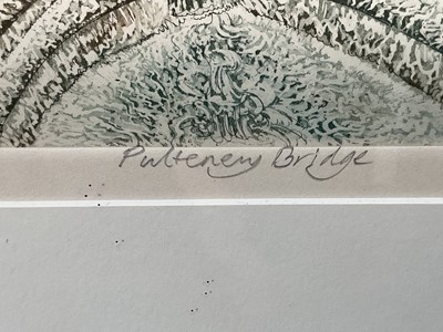 Lot 120 - Glynn Thomas (b.1946) limited edition etching - Pulteney Bridge, Bath, signed titled and numbered 34/200, 29cm x 20cm, in glazed frame