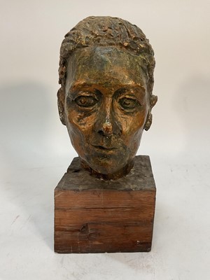 Lot 354 - R. J. Harris plaster sculpture of his young sister as he imagined her to be in older age, dated 67, together with a group of works of Mersea scenes by the same hand (approx 26) each 9.5cm x 13cm