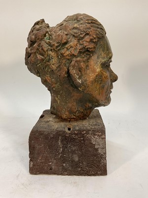Lot 121 - R. J. Harris plaster sculpture of his young sister as he imagined her to be in older age, dated 67, together with a group of works of Mersea scenes by the same hand (approx 26) each 9.5cm x 13cm