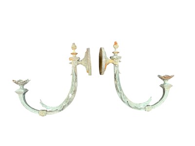 Lot 1623 - Pair of Victorian gas lights with acanthus leaf moulding