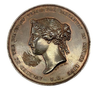 Lot 7 - Victorian Sea Gallantry Bronze Medal (58mm variant), EF, named to Edward Wilcox, wreck of the ''Fearnought'' on the 12th October 1890. N.B. Edward Wilcox was an able seaman on the ship En...