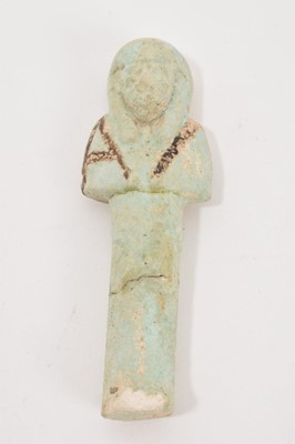 Lot 855 - Egyptian turquoise faience glazed pottery shabti, possibly ancient