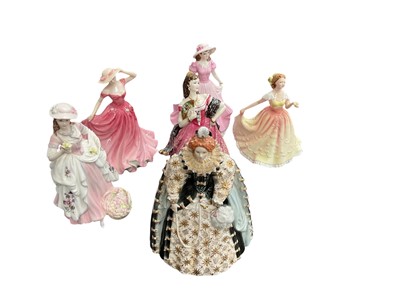 Lot 1155 - Royal Worcester Queen Elizabeth I figure together with five other ceramic figures (6).