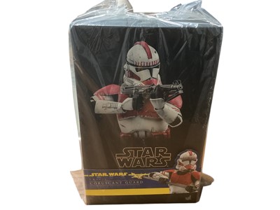Lot 211 - Star Wars Hot Toys 1/6th Scale action figure 'Clone Wars' Captain Vaughn, boxed, TMS065 and Coruscant Guard, boxed TMS025