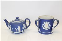 Lot 2178 - Adams Jasper ware tyg decorated with the...