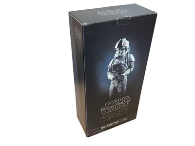 Lot 179 - Star Wars Sideshow 1/6th Scale action figures Imperial TIE Fighter Pilot, Scout Trooper and Impreial AT-AT Driver.