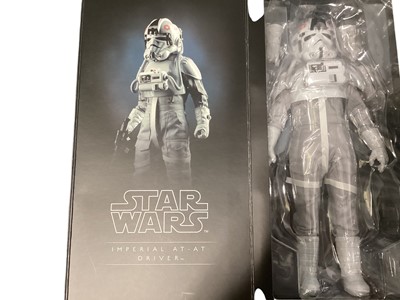 Lot 179 - Star Wars Sideshow 1/6th Scale action figures Imperial TIE Fighter Pilot, Scout Trooper and Impreial AT-AT Driver.
