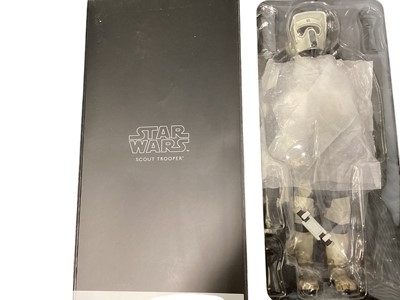 Lot 179 - Star Wars Sideshow 1/6th Scale action figures Imperial TIE Fighter Pilot, Scout Trooper and Impreial AT-AT Driver.