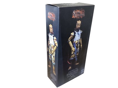 Lot 174 - Star Wars Sideshow 'Scum & Villainy' 1/6th Scale action figure Gamorrean Guard, Bib Fortuna (Jabba's Major-Domo), Greedo (Bounty Hunter) and Bossk (Bounty Hunter).