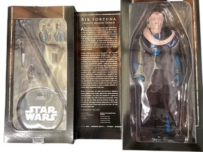 Lot 174 - Star Wars Sideshow 'Scum & Villainy' 1/6th Scale action figure Gamorrean Guard, Bib Fortuna (Jabba's Major-Domo), Greedo (Bounty Hunter) and Bossk (Bounty Hunter).