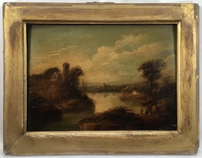Lot 324 - 19th Century English School, oil on panel, a pair - 'The Rising Moon' and 'Gaunt's Abbey in the Vale of The Lune near Lancaster', both inscribed on the reverse