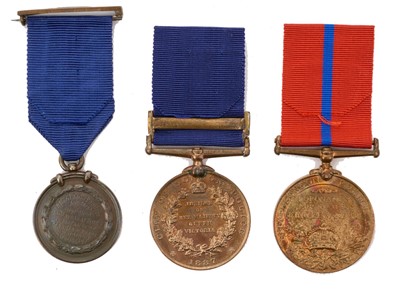 Lot 32 - Unusual Victorian and later Police Gallantry medal trio comprising Victorian Jubilee (Police) medal 1887, with 1897 clasp, City of London Police