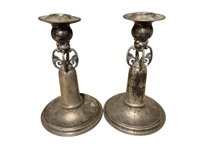 Lot 74 - Pair of Norwegian silver (830) candlesticks, signed M. Sunde