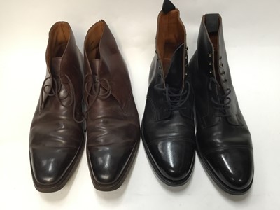 Lot 2090 - Two pairs of Crockett & Jones men's boots, brown Tetbury and Black Norfolk both size 9 1/2 plus Crockett & Jones black Belgrave shoes size 9 1/2 E