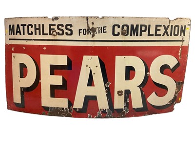 Lot 2554 - Vintage enamel advertising sign "Pears, Matchless for the Complexion"