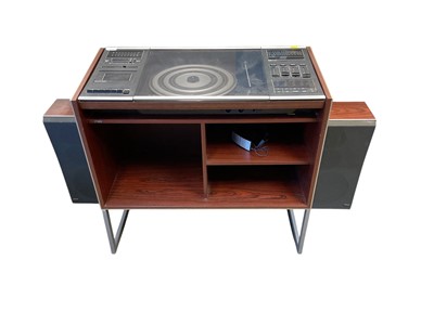 Lot 2334 - Bang & Olufsen Beocenter 2002 record deck and pair speakers, with headphones and associated Bang & Olufsen deck stand