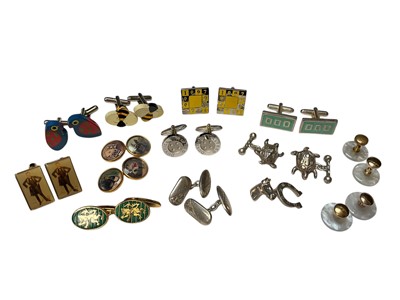 Lot 159 - Pair of Alfred Dunhill silver cufflinks, pair of Victorian silver cufflinks, modern pair of silver (925) turtle cufflinks and other assorted links and studs