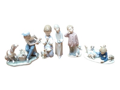 Lot 1174 - Group of six Lladro porcelain figures together with a Nao figure (7)
