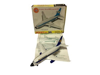 Lot 1804 - Dinky diecast Sea King Helicopter No.724, Boeing 737 No.717 & Hawker Siddeley H.S.125 Executive Jet No.723, all poor boxes, plus loose aircraft (qty)