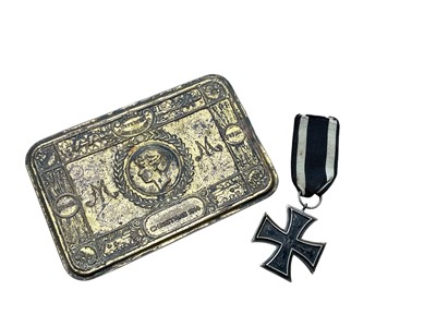 Lot 701 - First World War Princess Mary Christmas Gift Tin together with an Imperial German Iron Cross (second class).