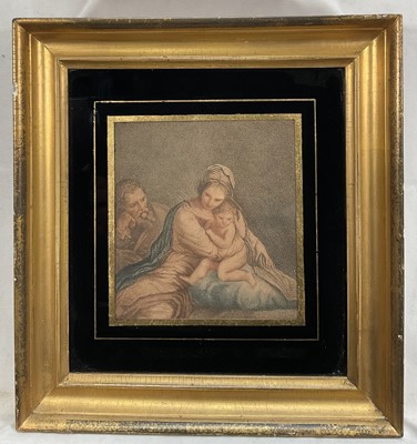 Lot 307 - Georgian stipple engraving after Baillie, family group from a drawing of Parmegiano, in verre eglomise mount and gilt frame