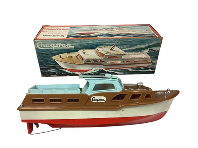 Lot 1813 - Schucco Elektro-Delfino 5411 Speedboats, boxed (x2), Cragstan Cabin Cruiser, boxed & Scalex Boats clockwork Thames Cabin Cruiser, boxed No.413S (4)