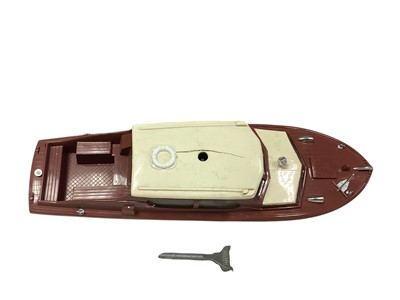 Lot 1813 - Schucco Elektro-Delfino 5411 Speedboats, boxed (x2), Cragstan Cabin Cruiser, boxed & Scalex Boats clockwork Thames Cabin Cruiser, boxed No.413S (4)