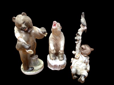 Lot 1182 - Two Russian Lomonosov LFZ bears, together with an unmarked bear (3)