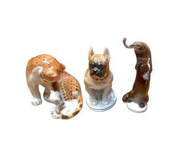 Lot 1185 - Three Russian Lomonosov LFZ models - leopard/cheetah, dog and otter